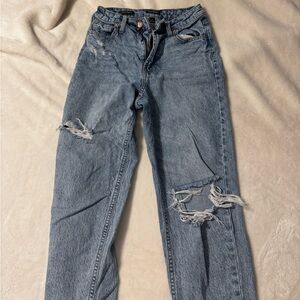 Wild Fable Blue Straight Leg Jeans with Distressed Details